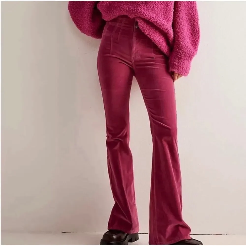 Free People We The Free Jayde Corduroy Flare Retro Pants Jeans Pink Size 27